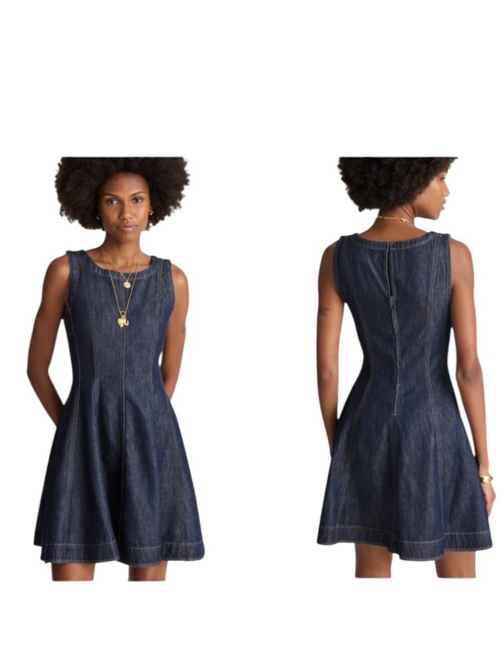 NWT Madewell Airy Denim Circle Mini Dress Rinse Wash Blue Size L - Picture 1 of 13